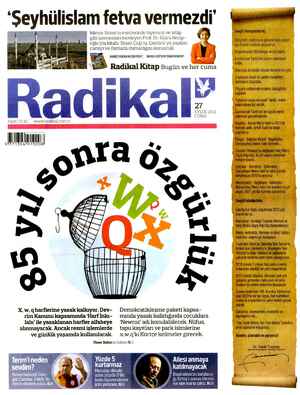 Radikal Gazetesi 27 Eylül 2013 kapağı