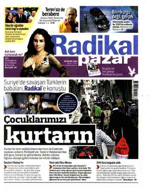 Radikal Gazetesi 29 Eylül 2013 kapağı