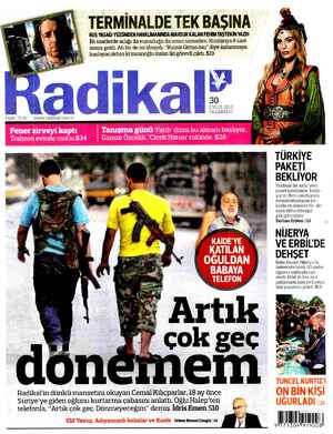 Radikal Gazetesi 30 Eylül 2013 kapağı
