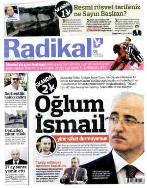 Radikal Gazetesi 3 Ekim 2013 kapağı
