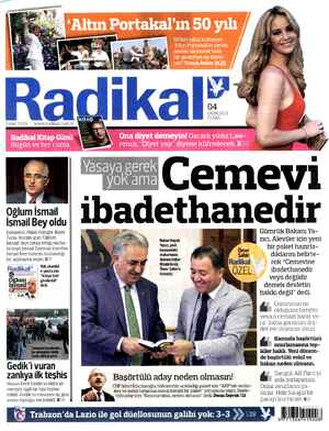 Radikal Gazetesi 4 Ekim 2013 kapağı