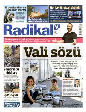 Radikal Gazetesi 8 Ekim 2013 kapağı