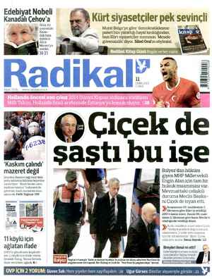 Radikal Gazetesi 11 Ekim 2013 kapağı