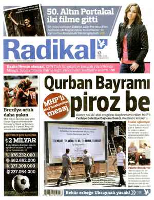 Radikal Gazetesi 12 Ekim 2013 kapağı