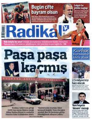 Radikal Gazetesi 15 Ekim 2013 kapağı