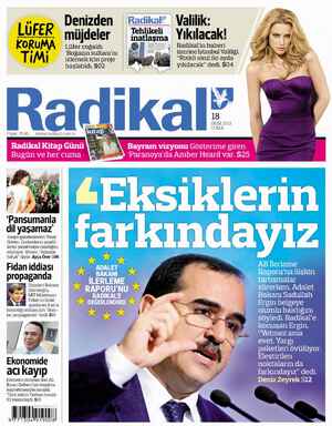 Radikal Gazetesi 18 Ekim 2013 kapağı