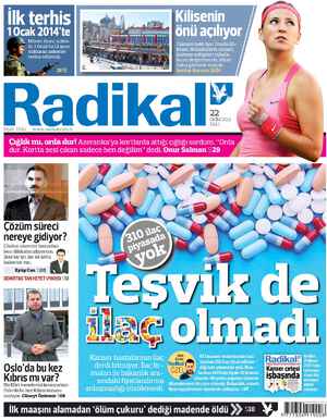 Radikal Gazetesi 22 Ekim 2013 kapağı