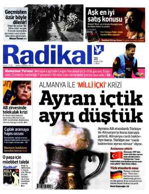 Radikal Gazetesi 25 Ekim 2013 kapağı