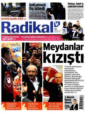 Radikal Gazetesi December 30, 2013 kapağı