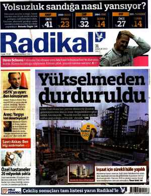 Radikal Gazetesi December 31, 2013 kapağı