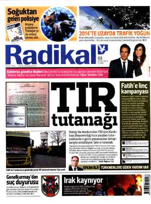 Radikal Gazetesi January 3, 2014 kapağı
