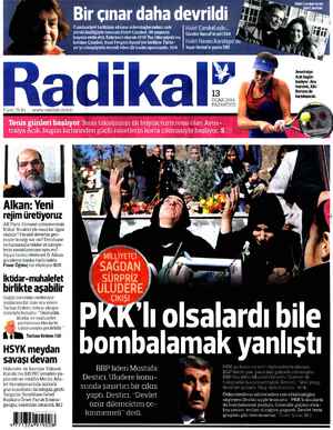 Radikal Gazetesi January 13, 2014 kapağı