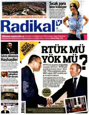 Radikal Gazetesi January 15, 2014 kapağı