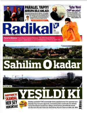 Radikal Gazetesi January 23, 2014 kapağı