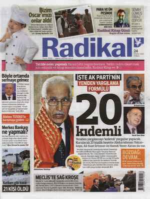 Radikal Gazetesi January 24, 2014 kapağı
