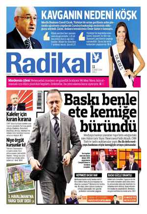 Radikal Gazetesi February 11, 2014 kapağı