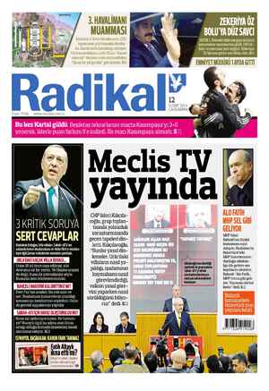 Radikal Gazetesi February 12, 2014 kapağı