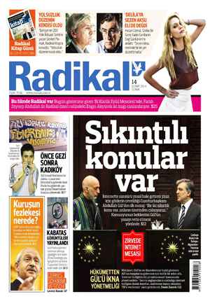 Radikal Gazetesi February 14, 2014 kapağı