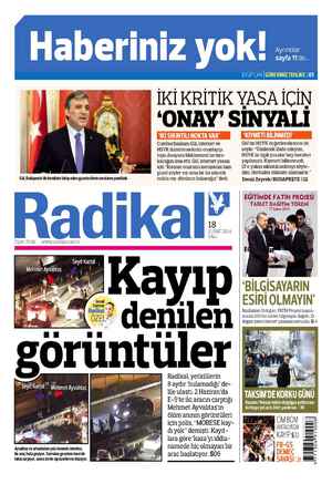 Radikal Gazetesi February 18, 2014 kapağı
