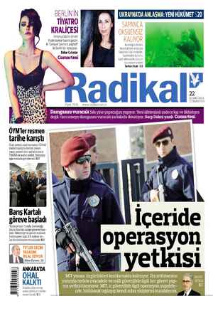Radikal Gazetesi February 22, 2014 kapağı