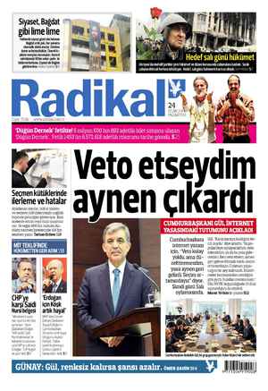 Radikal Gazetesi February 24, 2014 kapağı