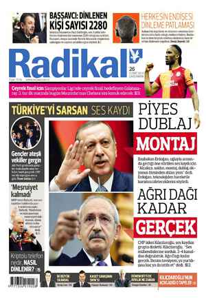 Radikal Gazetesi 26 Şubat 2014 kapağı