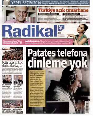 Radikal Gazetesi 3 Mart 2014 kapağı