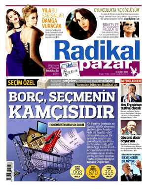 Radikal Gazetesi 16 Mart 2014 kapağı