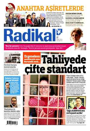 Radikal Gazetesi 17 Mart 2014 kapağı