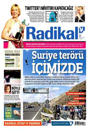 Radikal Gazetesi 21 Mart 2014 kapağı