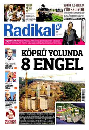 Radikal Gazetesi 25 Mart 2014 kapağı