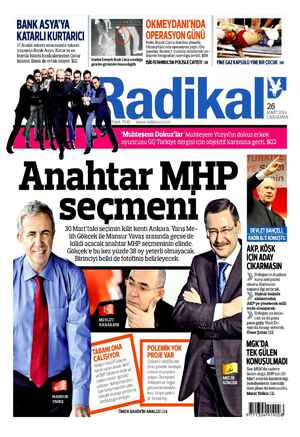 Radikal Gazetesi 26 Mart 2014 kapağı