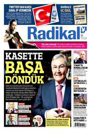 Radikal Gazetesi 27 Mart 2014 kapağı