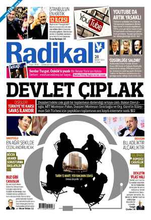 Radikal Gazetesi 28 Mart 2014 kapağı