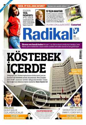 Radikal Gazetesi 29 Mart 2014 kapağı