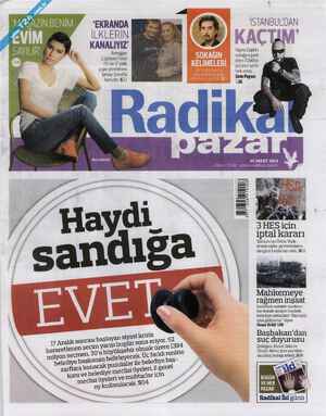 Radikal Gazetesi 30 Mart 2014 kapağı