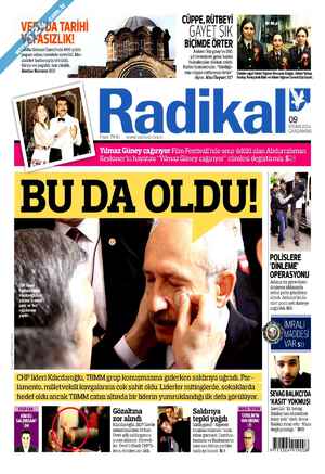 Radikal Gazetesi 9 Nisan 2014 kapağı