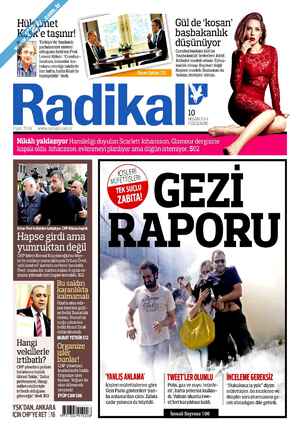Radikal Gazetesi 10 Nisan 2014 kapağı