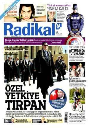 Radikal Gazetesi 12 Nisan 2014 kapağı