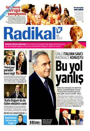 Radikal Gazetesi 14 Nisan 2014 kapağı