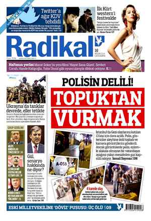 Radikal Gazetesi 16 Nisan 2014 kapağı