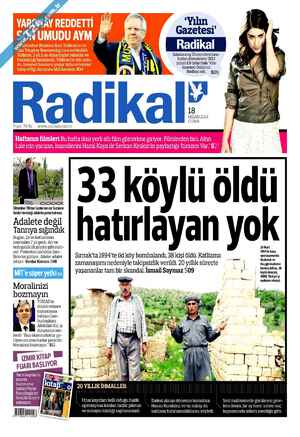 Radikal Gazetesi 18 Nisan 2014 kapağı