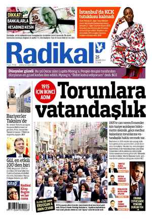 Radikal Gazetesi 25 Nisan 2014 kapağı