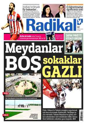 Radikal Gazetesi 2 Mayıs 2014 kapağı