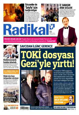 Radikal Gazetesi 3 Mayıs 2014 kapağı
