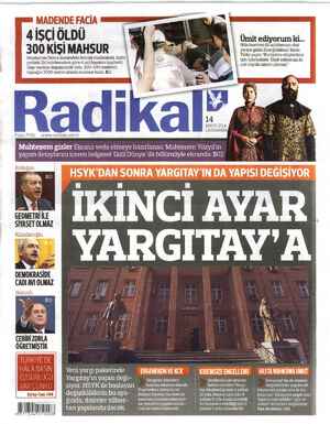 Radikal Gazetesi 14 Mayıs 2014 kapağı