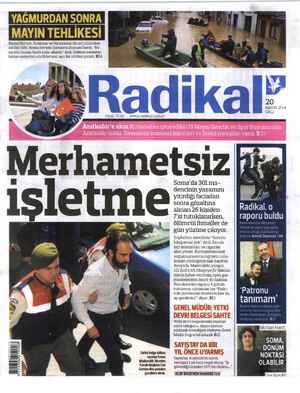 Radikal Gazetesi 20 Mayıs 2014 kapağı