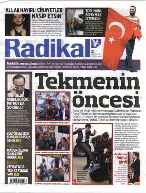 Radikal Gazetesi 21 Mayıs 2014 kapağı