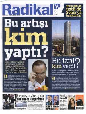 Radikal Gazetesi 23 Mayıs 2014 kapağı