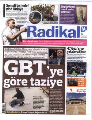 Radikal Gazetesi 28 Mayıs 2014 kapağı
